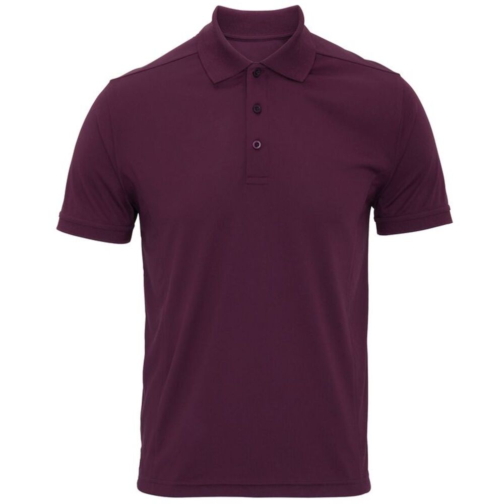 Premier Mens Coolchecker Pique Short Sleeve Polo T-Shirt / Aubergine